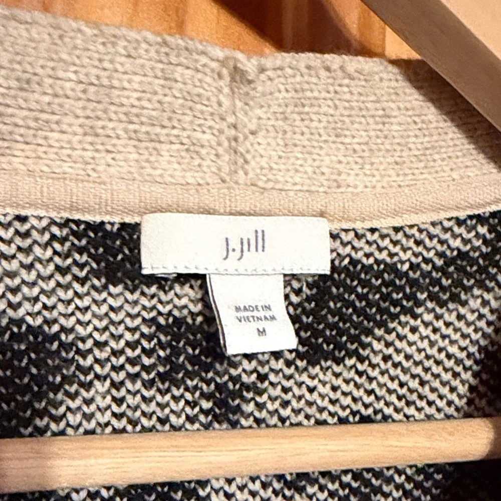 J. Jill Black and Cream Leopard Cardigan - Picture 2 of 10